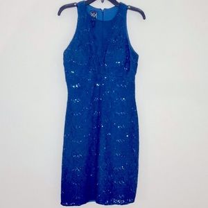 Night Way blue lace party dress. Size 10. Only worn once.